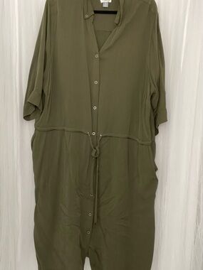 Old Navy Olive Green Button-Front Mini Dress